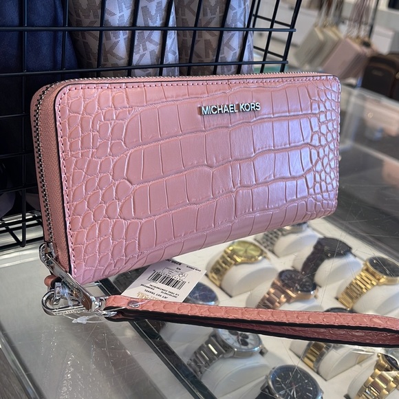 Michael Kors Large Jet Set Travel Continental Wristlet Phone Holder Case Wallet - Picture 15 of 16